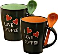 Set due tazze in ceramica mug nera composta da una arancio e una verde