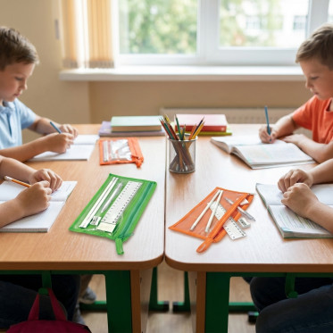 Set scuola con matite righello gomma temperino e penna a sfera