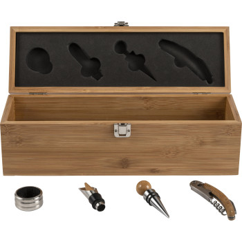 Set vino in bamboo ed acciaio inox Gareth