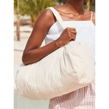Striped Organic Cotton Barrel Bag