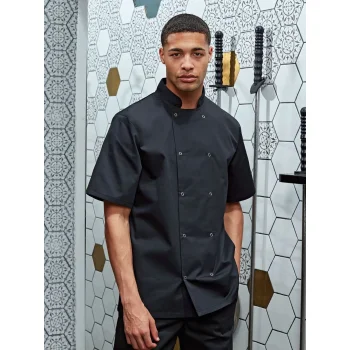 Studded Front Shorts Sleeve Chef's Jacket