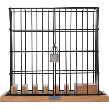 Supporto per smartphone in gabbia, in legno ed alluminio Adam