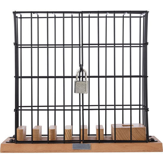 Supporto per smartphone in gabbia, in legno ed alluminio Adam