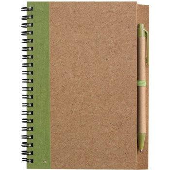 Taccuino in carta riciclata, con penna a sfera Stella