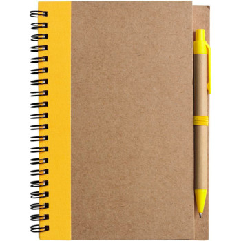 Taccuino in carta riciclata, con penna a sfera Stella