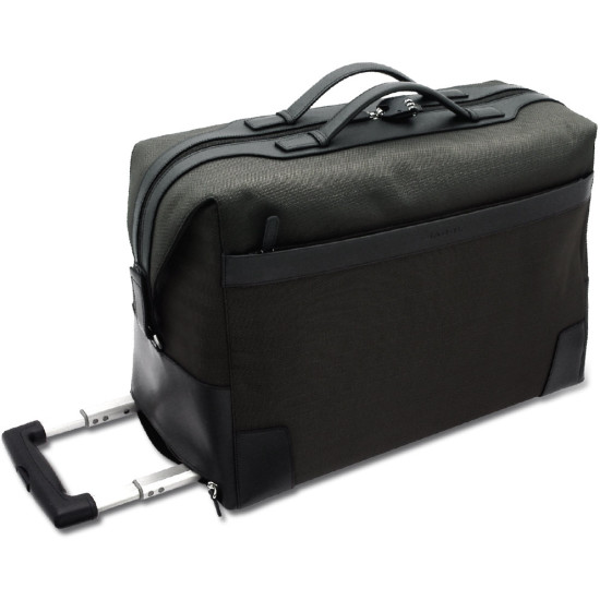 Valigia trolley Eagol in pelle e nylon nera con chiusura a combinazione