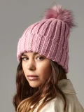 Verbier Fur Pop Pom Chunky Beanie