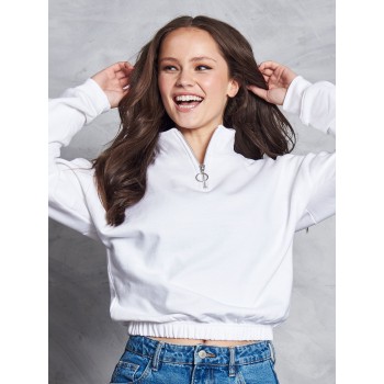 WOM CROP 1/4 ZIP SWEAT 80%C20%