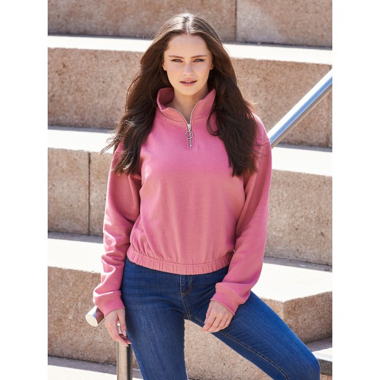 WOM CROP 1/4 ZIP SWEAT 80%C20%
