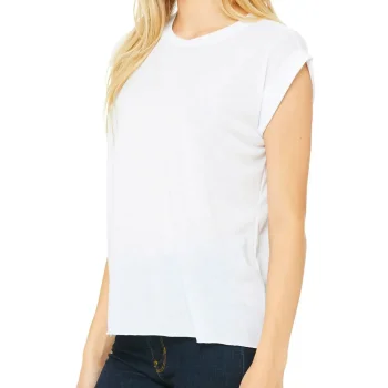 Women's Flowy Muscle Tee with Rolled Cuff