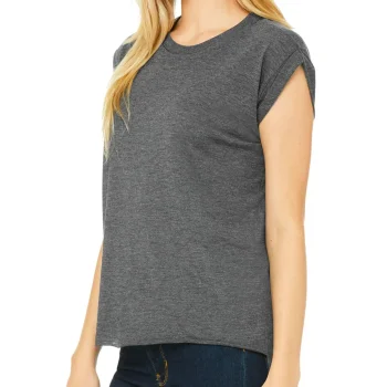 Women's Flowy Muscle Tee with Rolled Cuff