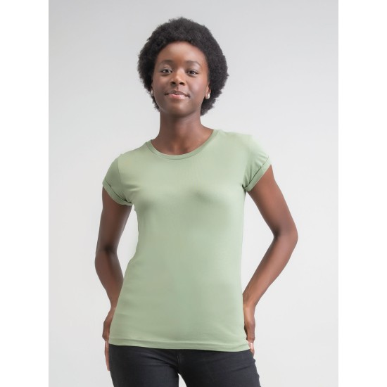 Women's Roll Sleeve T 100%C