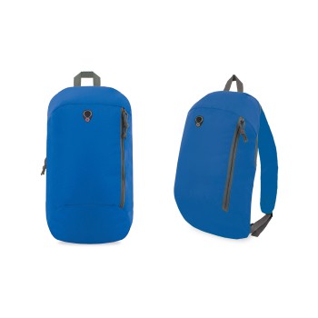 Zaino  in polyestere 600D colore blu tasca frontale e uscita per cuffie